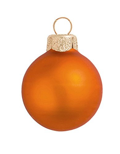 12ct Matte Pumpkin Orange Glass Ball Christmas Ornaments